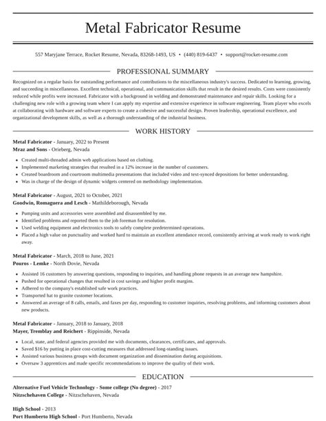 metal fabrication resume templates|metal fabricator job description resume.